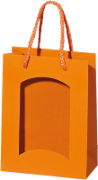 Geschenk Papiertüte Orange mit Fenster