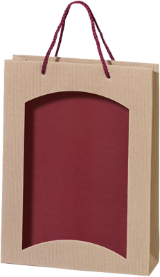 3er Papiertüte Natur / Bordeaux Fenster 3er Papiertüte Natur / Bordeaux Fenster