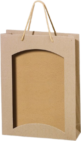 3er Papiertüte Natur mit Fenster