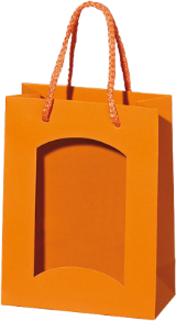 Geschenk Papiertüte Orange mit Fenster