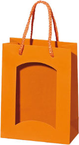 Geschenk Papiertüte Orange mit Fenster Geschenk Papiertüte Orange mit Fenster