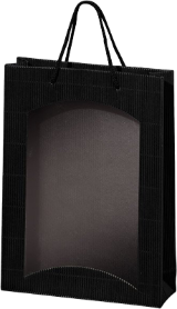 3er Papiertüte Schwarz mit Fenster