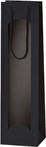 1er Papiertüte Lino Schwarz mit Fenster